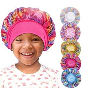 Bonnets en Satin Élastiques Ronds pour Bébés avec Logo Personnalisé pour Cheveux d'Enfants, Accessoire Capillaire en Soie Métallisée Laser pour Enfants - Product Image 1