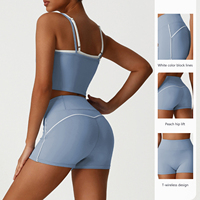 Ensemble de sport pour femme D-SM2535TZ-5, haut de sport à bretelles, short et soutien-gorge de sport à haute élasticité pour le yoga, la course à pied, le pilates, ajustement confortable