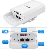 TINCAM 1 Par de Puentes Inalámbricos de Largo Alcance de 1.5 km para Exteriores, 2.4G, 300mbps, Punto de Acceso Inalámbrico, 8dbi, CPE Inalámbrico para Exteriores, IP65