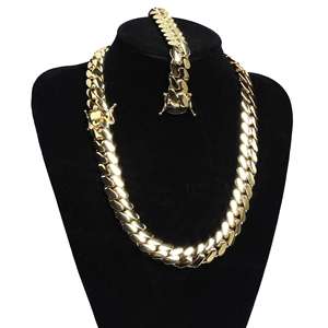 Collier ras du cou en gros, chaîne cubaine en <span class=keywords><strong>or</strong></span> 18 carats personnalisée, chaîne cubaine Miami en <span class=keywords><strong>or</strong></span> 24 carats, collier chaîne cubaine Miami 20 mm - Product Image 1