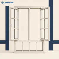 Fenêtre à battant en aluminium, oscillo-battante, avec grille décorative en barres Muntin, motif géorgien, couleur blanc crème, pour projets de villas et d'hôtels