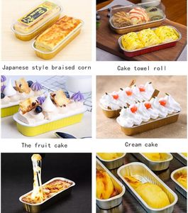 200ml Gold Rectangular Bread Tray Disposable Cake Packaging Foil Container Aluminium Foil Baking Loaf Bread <b>Pans</b> With Clear <b>Lid</b> - Product Image 4