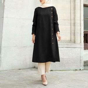 レディースプラスサイズチュニック服ロングシャツワンピース女性用クルーネックブラウスルーズトップス - Product Image 3