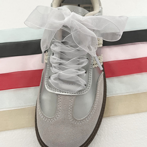 Lacci per scarpe in Organza piatta trasparenti stampati in seta da 25mm con stampa leopardata e lacci personalizzati per scarpe da ginnastica - Product Image 1
