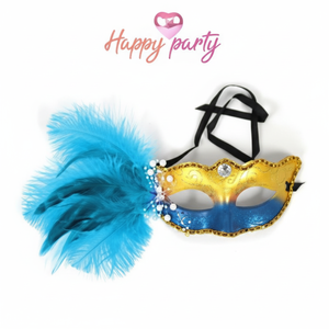 Felice festa veneziana mezza faccia mascherata blu Costume Cosplay in PVC e gomma copertura del viso - Product Image 1