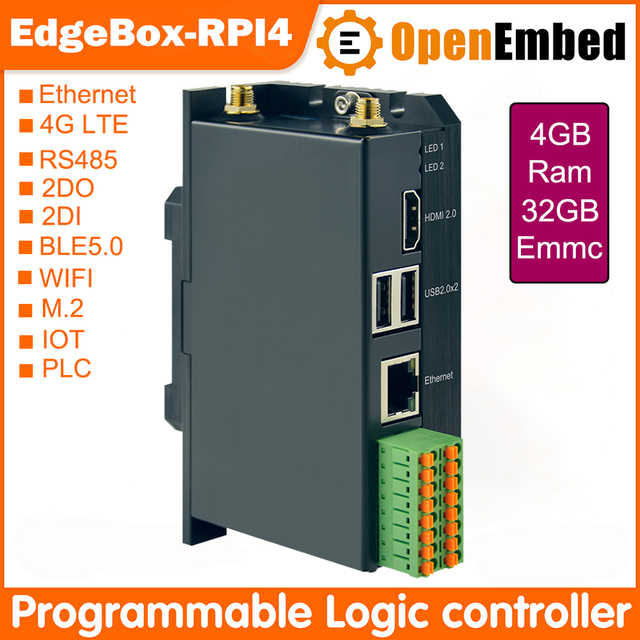 Industrial PLC PAC Programmable Logic Controller with RS485 4G LTE WiFi 2DI/2DO 4GB RAM Raspberry Pi OS-OpenEmbed Brand