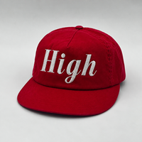 Casquette de baseball personnalisée sportive à profil bas, visière courte, en coton rouge pur, 5 panneaux, visière incurvée, broderie, ajustable