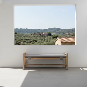 Banc en bois Haruki, structure en bois massif avec assise rembourrée, idéal pour les maisons modernes minimalistes et les espaces commerciaux. - Product Image 4