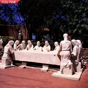 Escultura de Iglesia de Tamaño Natural en Piedra Natural, La Última Cena en Mármol YFSZ-163 - Product Image 4