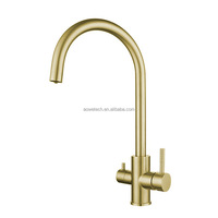 Robinet de cuisine 3 voies pour eau filtrée, mitigeur moderne en acier inoxydable SS304 avec double poignée, personnalisation OEM