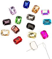 Strass rectangulaire en verre de haute qualité, taille 13*18 mm, avec trou, brillant, pour accessoires de vêtements et loisirs créatifs