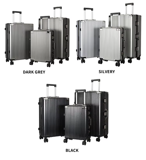 Aluminum Frame PC Suitcase Custom Logo Hardside Spinner Luggage 20 24 28 Inch Travel Business Carry-on AntiScratch Silent Wheels