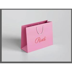Pink Paper Shopping <b>Bag</b> with Hot Stamping Logo Luxury Flat Handle Design for Business and Gift Use - Product Image 3