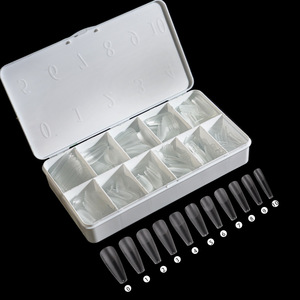Lot de 550 faux ongles en gel souple ABS ultra-fins et sans couture, couvrance totale, couleur nude, motif pré-dessiné pour extension d'ongles, en boîte - Product Image 3