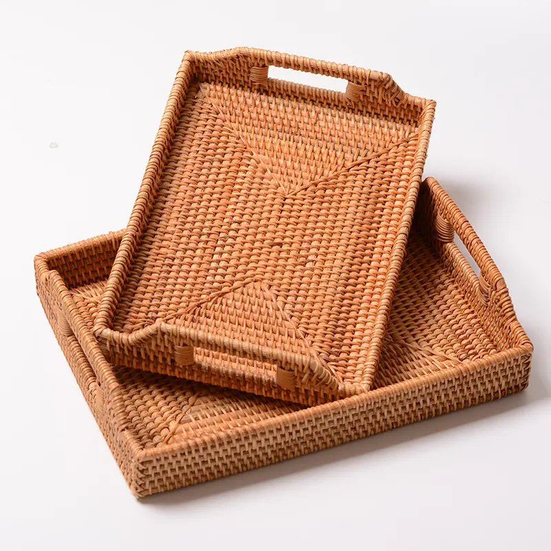 Rattan woven storage water fruit basket candy snack dish rattan woven storage basket