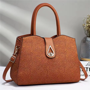 Sac fourre-tout grande capacité en cuir PU brodé couleur unie, tendance 2025, pour femme - Product Image 2