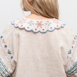 Chemisier décontracté personnalisé pour femme à manches longues, brodé, avec œillets, pour l'été - Product Image 2