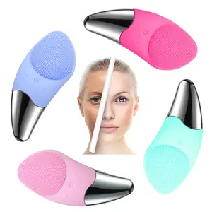 2020 New design Acoustic wave magnetic massage s facial cleansing brush sonic soft silicone face brush