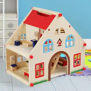 Casa de muñecas de madera DIY con kit de muebles en miniatura para niños, juegos de rol y juegos educativos de simulación