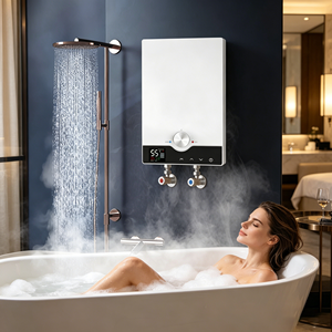 <span class=keywords><strong>Chauffe</strong></span>-<span class=keywords><strong>eau</strong></span> <span class=keywords><strong>instantané</strong></span> sans réservoir à température constante à fréquence variable 9KW blanc pour douche rapide et chaude en 2 secondes pour salle de bain familiale - Product Image 1