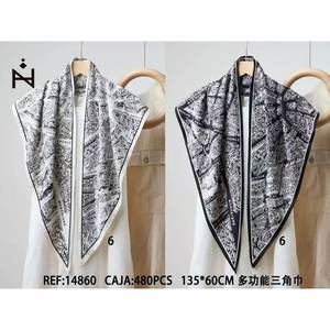 Angelina Triangular Scarf 135x60cm Printed <b>Map</b> Design Women Fashion Accessory All Seasons - Product Image 4