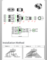 Connecteur en T RJ45 étanche IP68 M23 pour extérieur, adaptateur répartiteur de câble réseau 1 vers 2, femelle vers femelle