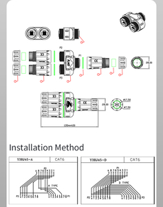 Connecteur en T <span class=keywords><strong>RJ45</strong></span> étanche IP68 M23 pour extérieur, adaptateur répartiteur de câble réseau 1 vers 2, femelle vers femelle - Product Image 6