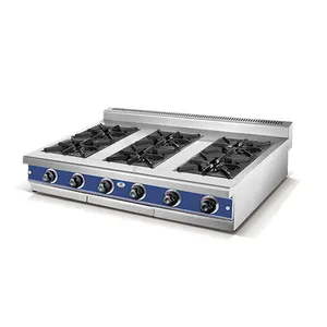 Restaurant Equipment 6 Burners Table Top Blue Flame Cooking Commercial Kitchen Cooker Gas Stove