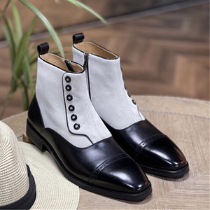 Botas Chelsea Retro Italianas para <span class=keywords><strong>Hombre</strong></span>, de Gamuza de Piel Vacuna Auténtica, Talla Grande, Punta Cuadrada, Calzado de Invierno - Product Image 1