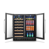 Réfrigérateur à vin et boissons Vantico 168L à double zone, 33 bouteilles, 70 canettes, porte vitrée commerciale pour bar et hôtel