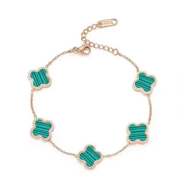 Bracciale in oro a lato singolo verde