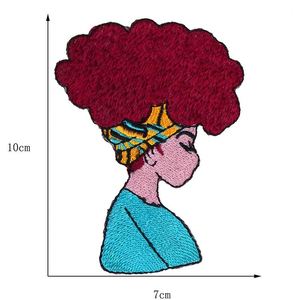 Patchs brodés personnalisés à thermocoller pour vestes, jeans et chapeaux, motifs Fille africaine et Femme noire - Product Image 2