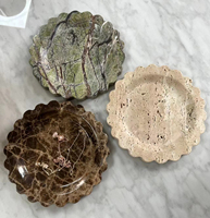 Plateau de vanité rond en marbre naturel, plateau de salle de bain pour bijoux et parfum