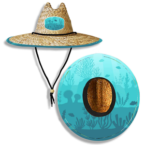 Visière de sauveteur de plage en herbe naturelle premium, avec sangle de menton réglable, impression sérigraphiée, personnalisation de l'identité de marque, protection solaire - Product Image 2