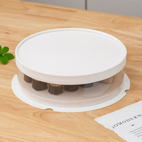 Ronde hartvormige cake dessert sushi brood fruit cadeau witte kraft papieren brooddoos, met transparant deksel (4 6 8 10 12)