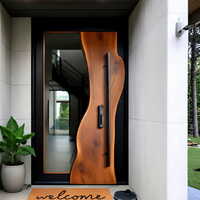 Cosyhosue Porte de sécurité pivotante en aluminium avec placage de bois et panneau de verre Porte d'entrée moderne pour maison de luxe