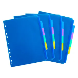 Custom Plastic Index 3 ring binder divider pocket multi-color tab divider