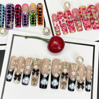 Long carré acrylique fait à la main ongles entièrement décoré Style Y2K en gros 10 pièces qualité artificielle à la main ongles à presser ensemble d'art