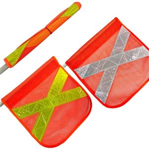 थोक नारंगी चेतावनी व्हिप खनन ध्वज जाल जाल, लाल चांदी के स्ट्रिप्स के साथ लाल रंग की पट्टियों के साथ - Product Image 2