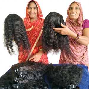Venta al por mayor Indian Temple Raw Virgin Remy Extensiones de cabello Cutícula alineada Color negro natural Tejido Paquetes rizados - Product Image 1