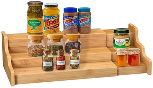 <strong>Bamboo</strong> Kitchen Spice <strong>Rack</strong> Wood Storage Stand Spice <strong>Rack</strong> Three-layer Stretchable Seasoning <strong>Rack</strong> - Product Image 2