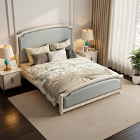 Lit de Luxe Crème Style Européen Moderne, Lit Double 2m en Bois Massif Américain, Lit de Princesse pour Chambre Parentale