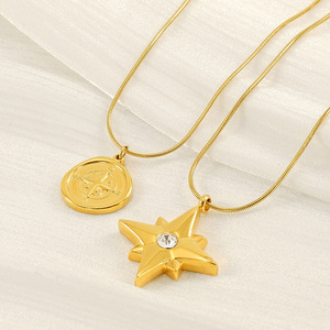 ZOGXIN Gold Plated Stainless Steel Star Pendant Necklace For Women Geometric Charm Chain Party Jewelry - Product Image 3