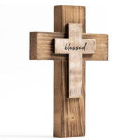 Plaque murale en bois massif de haute qualité avec croix chrétienne, peinte, écologique, objet de collection, pour la décoration intérieure, mariage et Noël