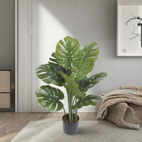 Haute qualité en plastique exotique Monstera deliciosa en pot vert réaliste feuille plante artificielle pour la décoration de jardin à la maison