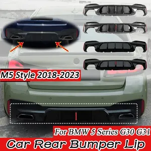 StarNav For 5 Series G30 G31 530i 530d 530e 550i 550d MSport 2018-2023 For M5 Style Rear Bumper Lip <b>Diffuser</b> With <b>LED</b> - Product Image 6
