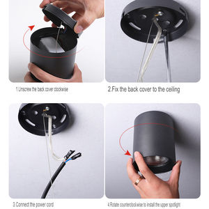 非穴あき天井取り付けLEDチューブライト円形COB吊り下げワイヤー表面取り付けスポットライト通路照明 - Product Image 6