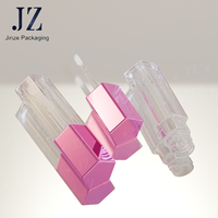 Jinze Pentagon Violet Brillant à Lèvres Tubes transparents Vide Lips Gloss 7ml Brush Wand