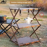 Outdoor Camping Draagbaar Lichtgewicht Opvouwbaar Opbergrek Koolstofstaal Gemonteerd Barbecue Picknick Fruitrek Groenterek