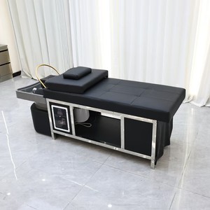Fauteuil de lavage de cheveux moderne en cuir synthétique noir, démontable et assemblable, pour salon, salle de bain et hôtel, vente en gros - Product Image 5